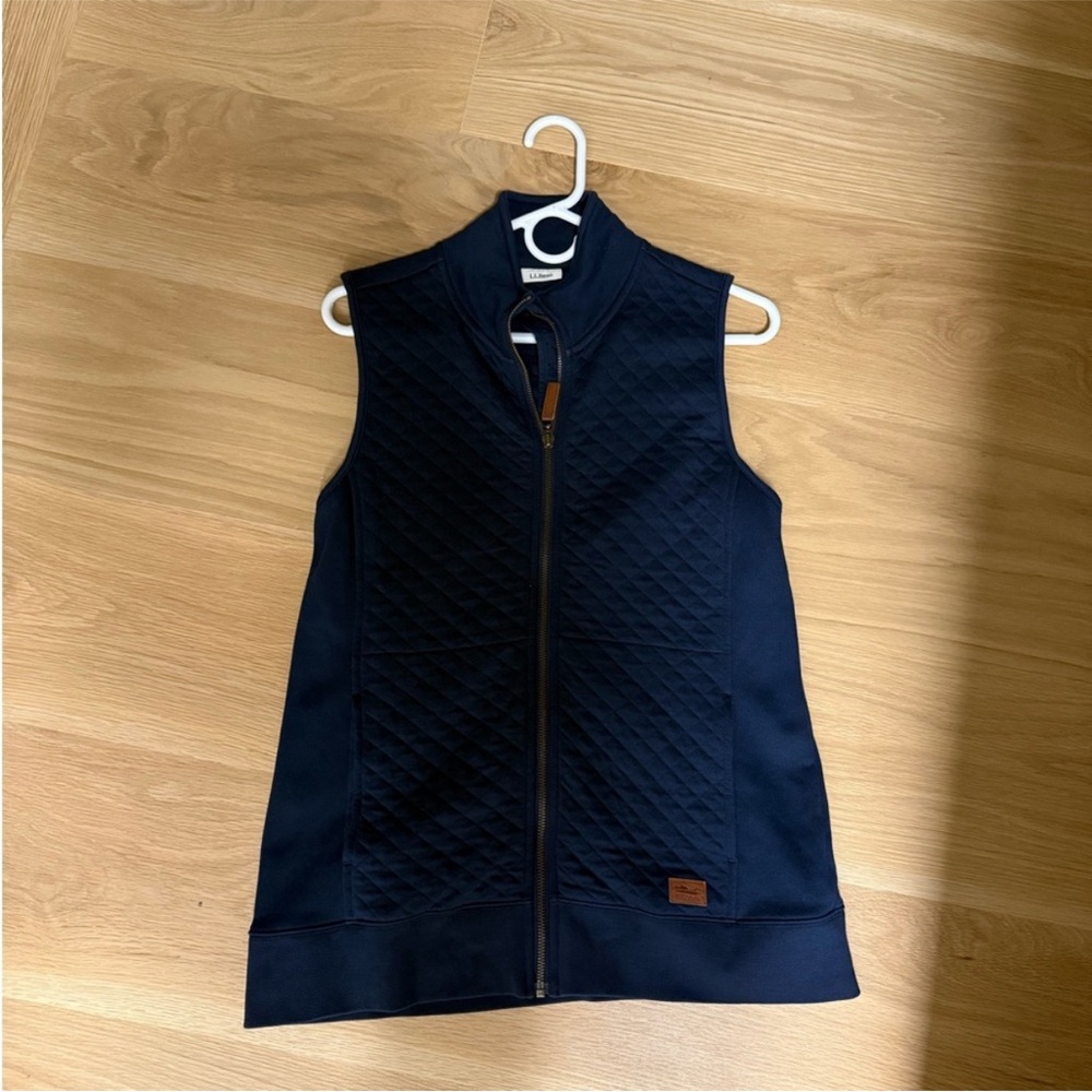 LL BEAN sz small navy quilted cotton vest - Picture 4 of 4